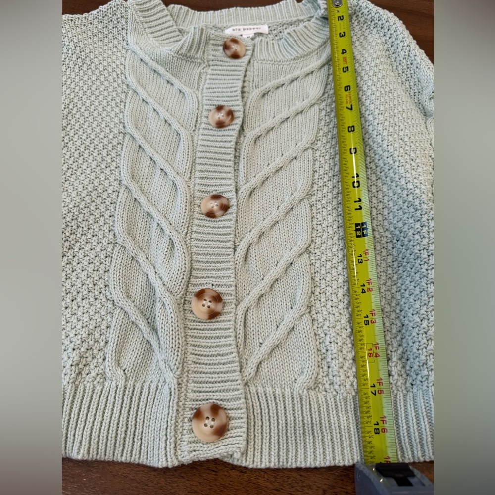 BLU Pepper Sage Green Cardigan Sweater Size Medium - Picture 4 of 7